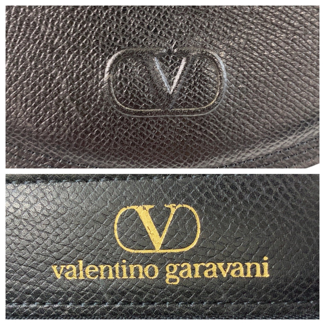Valentino Garavani Shoulder Bag leather Black GoldMetal Crossbody Shoulder Bag Pochette Women Used Authentic