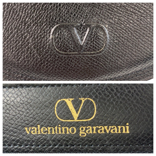 Valentino Garavani Shoulder Bag leather Black GoldMetal Crossbody Shoulder Bag Pochette Women Used Authentic