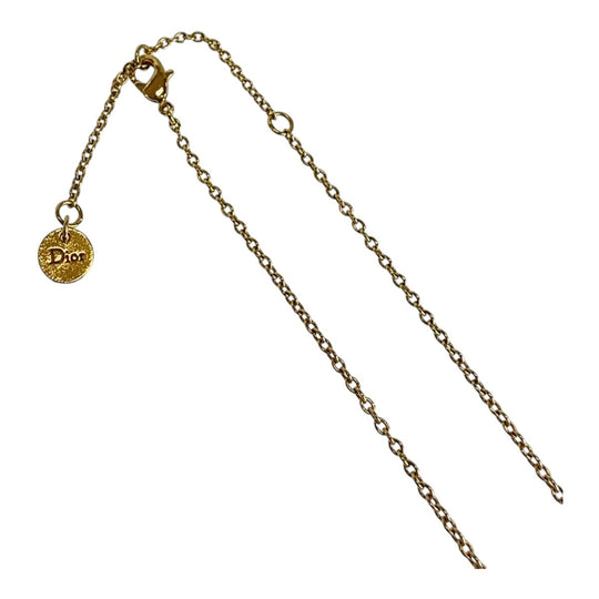 Dior Necklace Metal, Rhinestone gold Necklace CD logo Claire Dee Lune Women Used Authentic