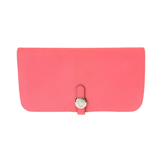 HERMES Long Wallet Purse Evercolor Rose Azalee Pink SilverMetal Long Wallet Purse Dogon Long Women Used Authentic