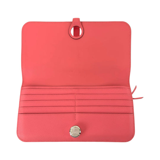 HERMES Long Wallet Purse Evercolor Rose Azalee Pink SilverMetal Long Wallet Purse Dogon Long Women Used Authentic