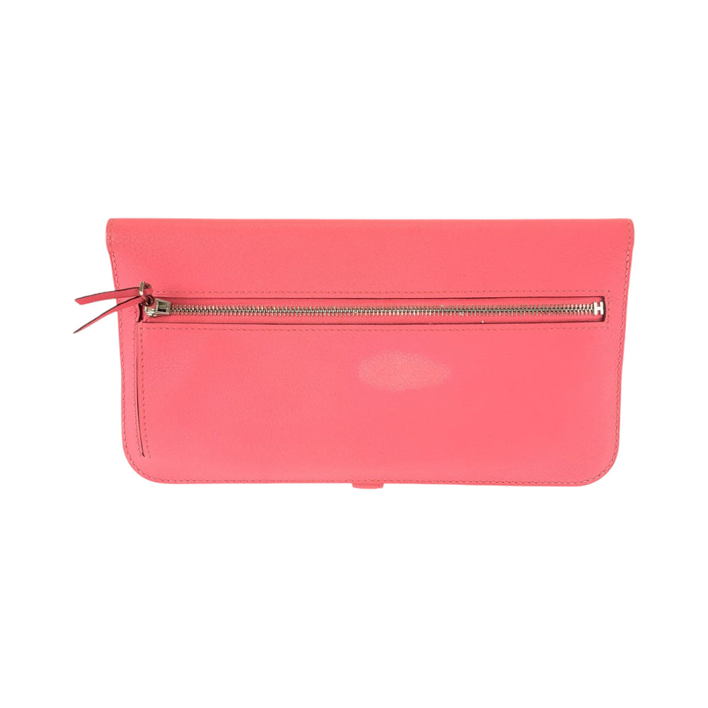 HERMES Long Wallet Purse Evercolor Rose Azalee Pink SilverMetal Long Wallet Purse Dogon Long Women Used Authentic