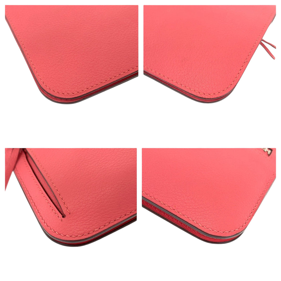 HERMES Long Wallet Purse Evercolor Rose Azalee Pink SilverMetal Long Wallet Purse Dogon Long Women Used Authentic