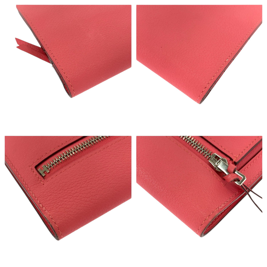 HERMES Long Wallet Purse Evercolor Rose Azalee Pink SilverMetal Long Wallet Purse Dogon Long Women Used Authentic