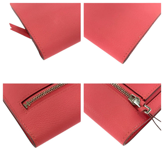 HERMES Long Wallet Purse Evercolor Rose Azalee Pink SilverMetal Long Wallet Purse Dogon Long Women Used Authentic