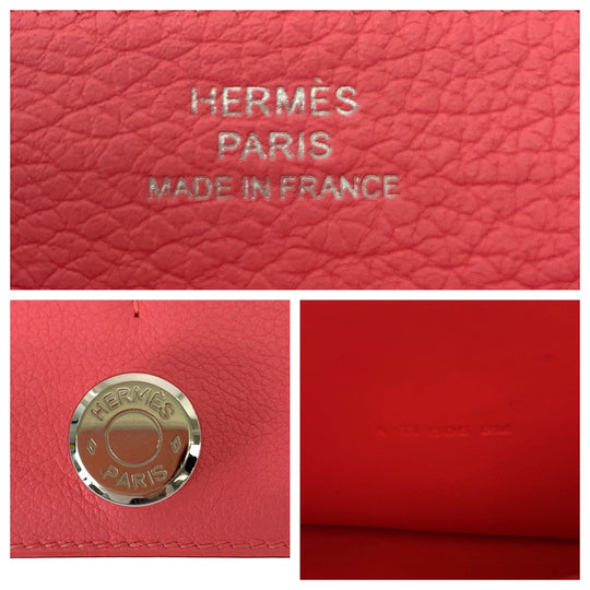 HERMES Long Wallet Purse Evercolor Rose Azalee Pink SilverMetal Long Wallet Purse Dogon Long Women Used Authentic