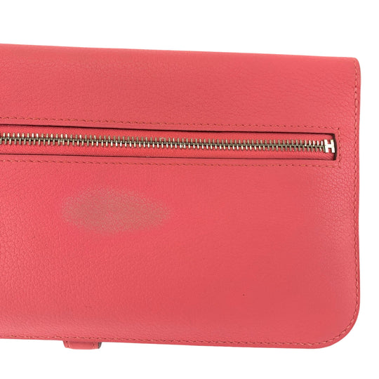 HERMES Long Wallet Purse Evercolor Rose Azalee Pink SilverMetal Long Wallet Purse Dogon Long Women Used Authentic
