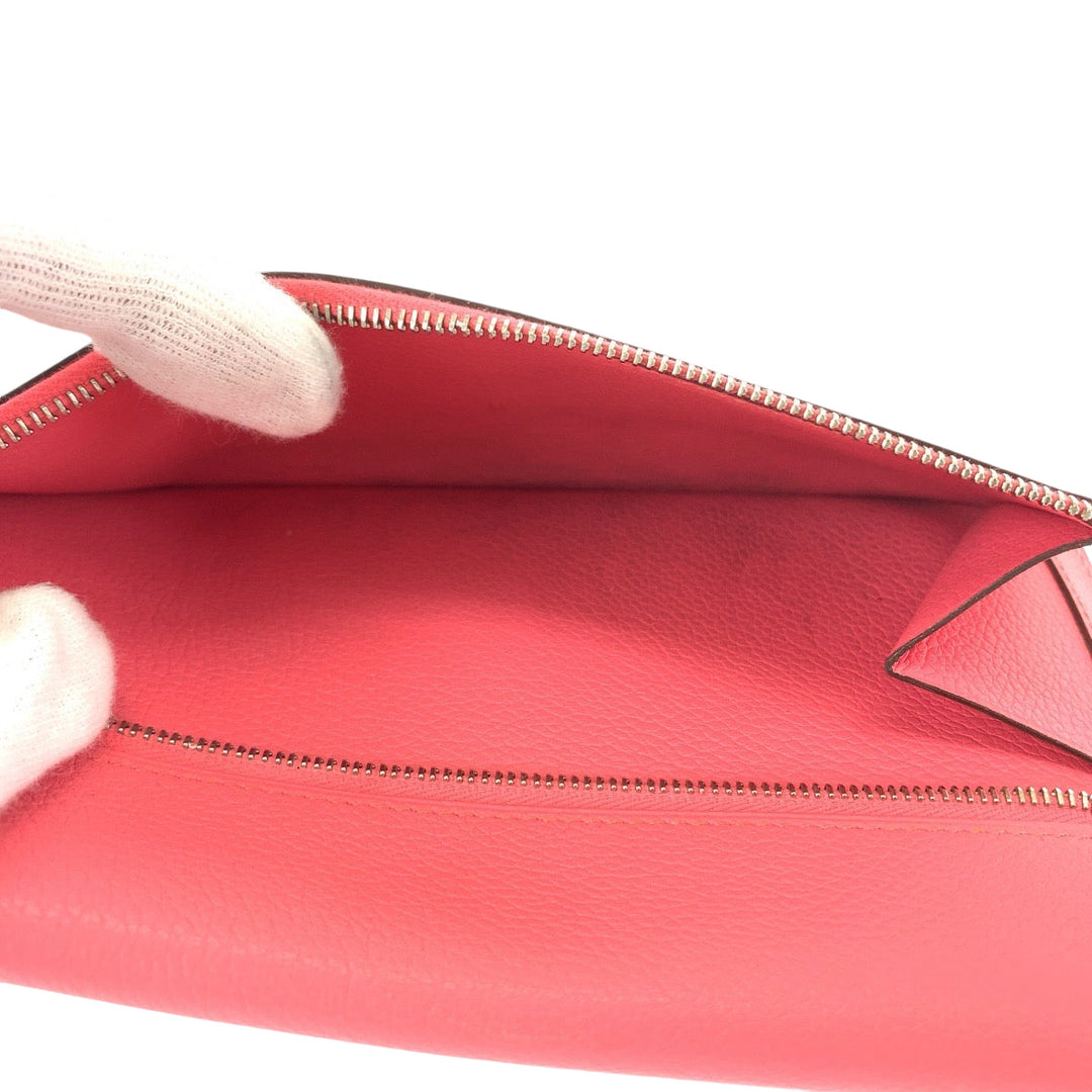 HERMES Long Wallet Purse Evercolor Rose Azalee Pink SilverMetal Long Wallet Purse Dogon Long Women Used Authentic