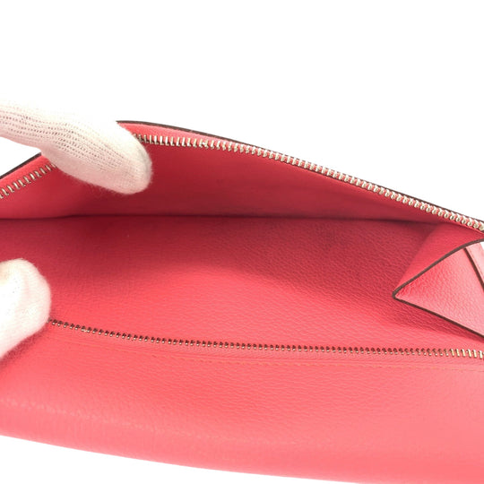 HERMES Long Wallet Purse Evercolor Rose Azalee Pink SilverMetal Long Wallet Purse Dogon Long Women Used Authentic