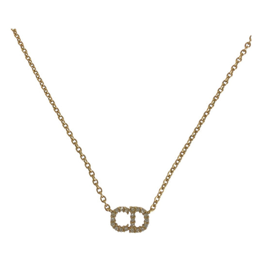 Dior Necklace Metal, Rhinestone gold Necklace Claire Dee Lune Women Used Authentic