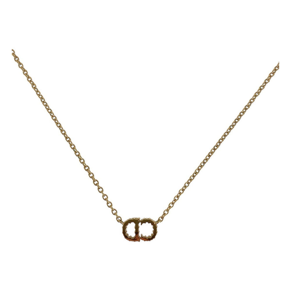 Dior Necklace Metal, Rhinestone gold Necklace Claire Dee Lune Women Used Authentic