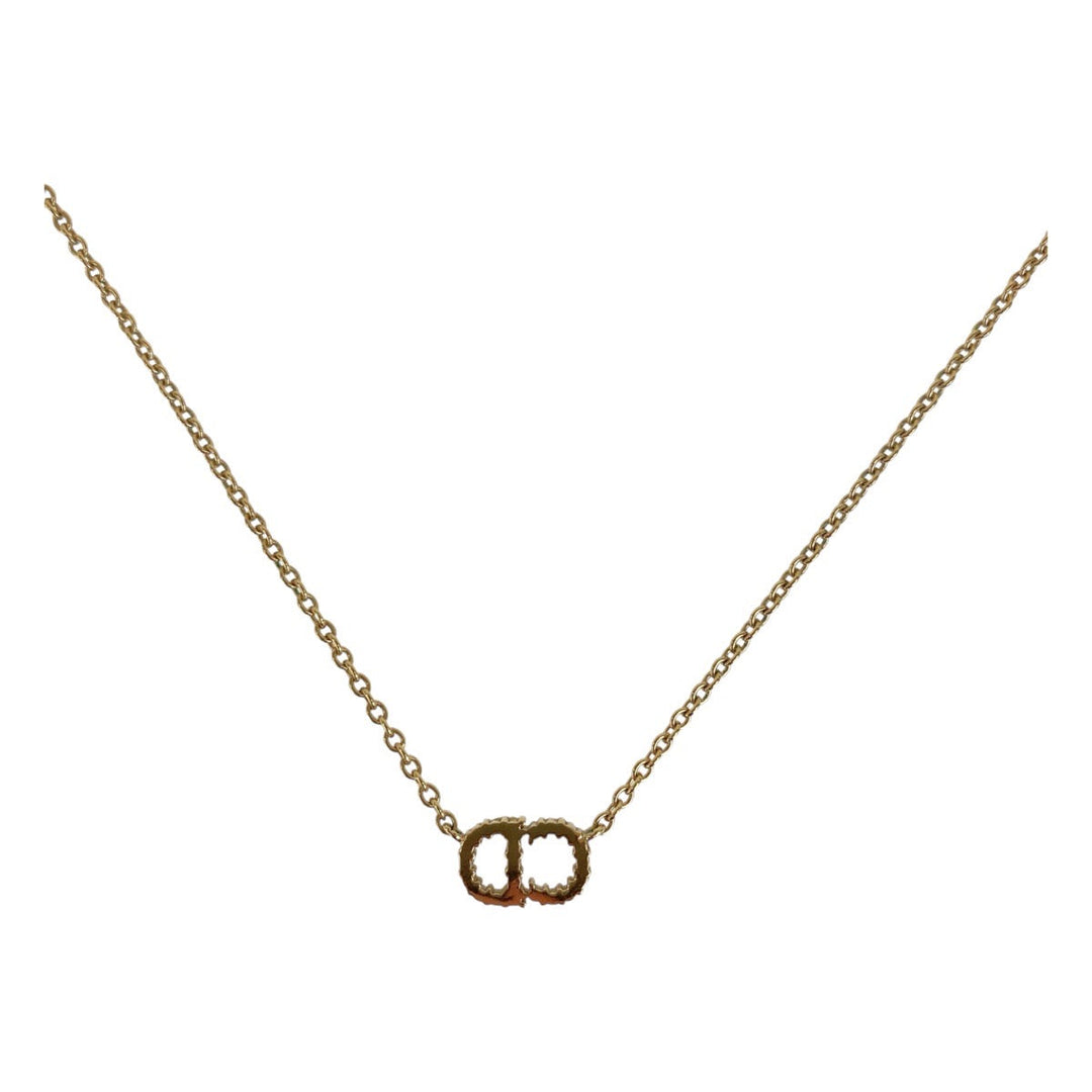 Dior Necklace Metal, Rhinestone gold Necklace Claire Dee Lune Women Used Authentic
