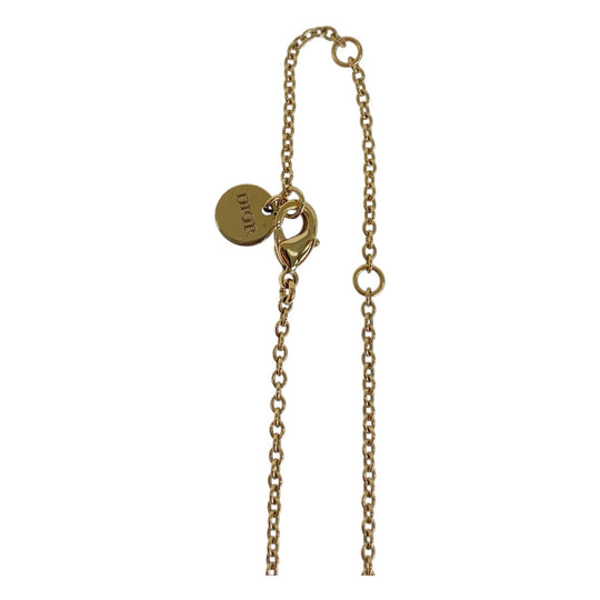 Dior Necklace Metal, Rhinestone gold Necklace Claire Dee Lune Women Used Authentic