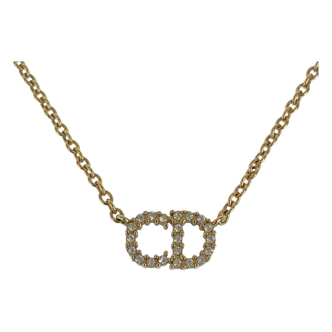 Dior Necklace Metal, Rhinestone gold Necklace Claire Dee Lune Women Used Authentic