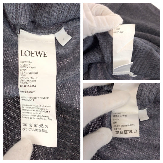 LOEWE knit wool gray Knitwear, Cut and Sewn Sweaters anagram mens L Used Authentic