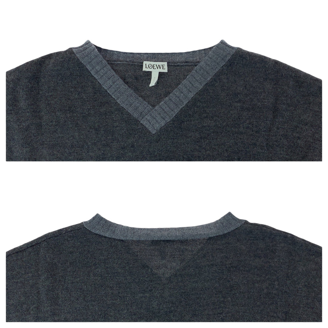 LOEWE knit wool gray Knitwear, Cut and Sewn Sweaters anagram mens L Used Authentic