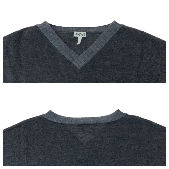 LOEWE knit wool gray Knitwear, Cut and Sewn Sweaters anagram mens L Used Authentic