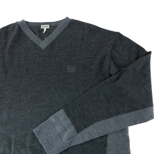 LOEWE knit wool gray Knitwear, Cut and Sewn Sweaters anagram mens L Used Authentic