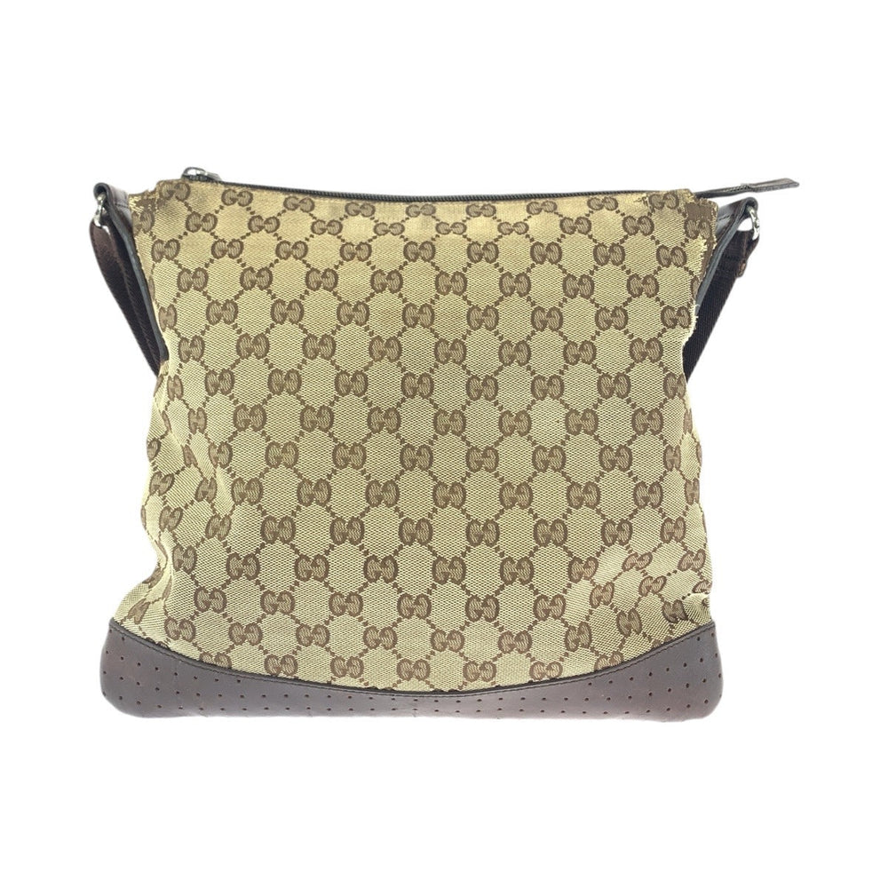 GUCCI Shoulder Bag 145857 GG canvas, leather Brown Beige Gold Metal Shoulder Bag Messenger bag Women Used Authentic