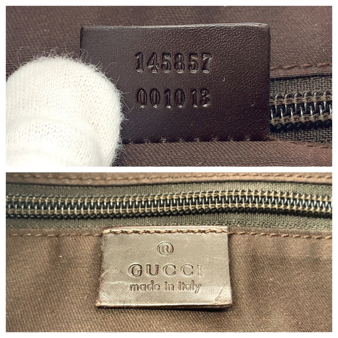 GUCCI Shoulder Bag 145857 GG canvas, leather Brown Beige Gold Metal Shoulder Bag Messenger bag Women Used Authentic