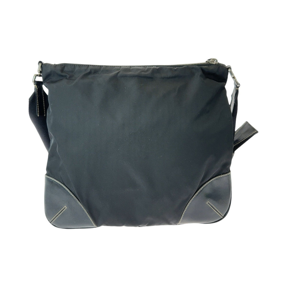 PRADA Shoulder Bag Nylon Black SilverMetal Crossbody Shoulder Bag Test Triangle With logo mens Used Authentic