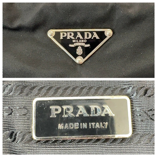 PRADA Shoulder Bag Nylon Black SilverMetal Crossbody Shoulder Bag Test Triangle With logo mens Used Authentic
