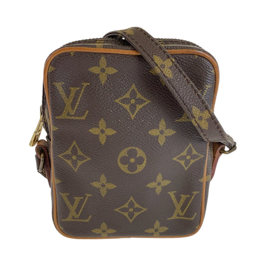 LOUIS VUITTON Shoulder Bag M45268 PVC Brown Gold Metal Shoulder Bag Crossbody Pochette Monogram Mini Danube Women Used Authentic