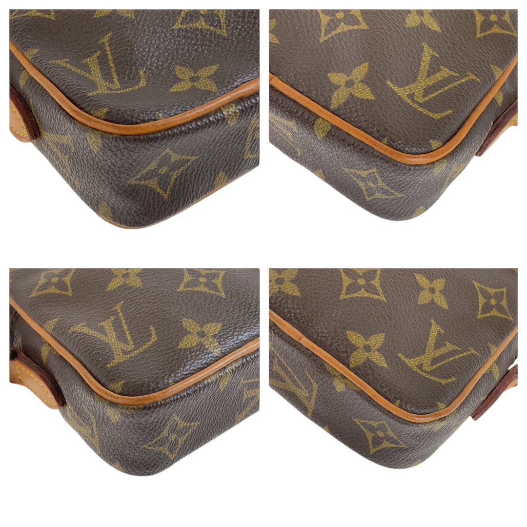 LOUIS VUITTON Shoulder Bag M45268 PVC Brown Gold Metal Shoulder Bag Crossbody Pochette Monogram Mini Danube Women Used Authentic