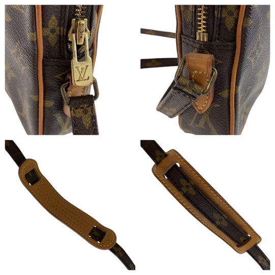 LOUIS VUITTON Shoulder Bag M45268 PVC Brown Gold Metal Shoulder Bag Crossbody Pochette Monogram Mini Danube Women Used Authentic