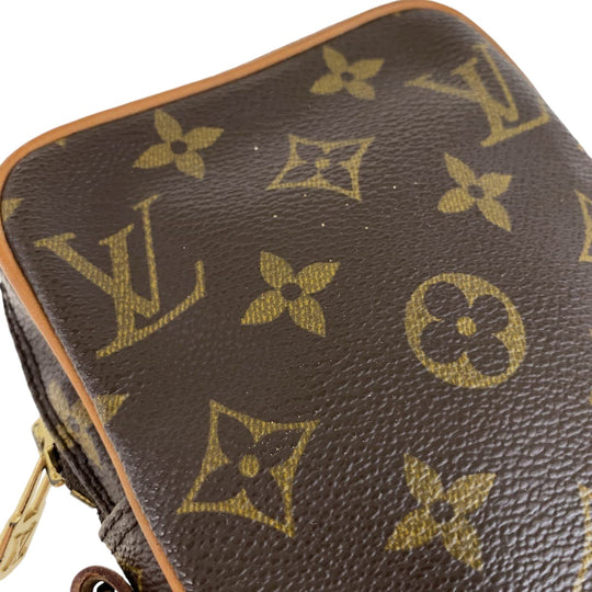LOUIS VUITTON Shoulder Bag M45268 PVC Brown Gold Metal Shoulder Bag Crossbody Pochette Monogram Mini Danube Women Used Authentic