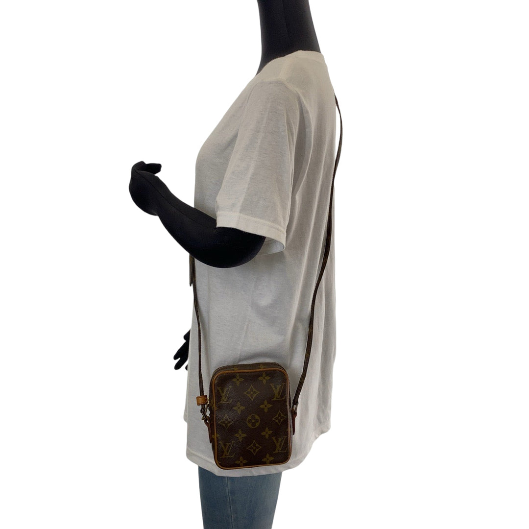 LOUIS VUITTON Shoulder Bag M45268 PVC Brown Gold Metal Shoulder Bag Crossbody Pochette Monogram Mini Danube Women Used Authentic