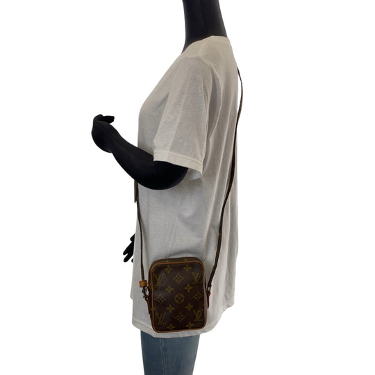 LOUIS VUITTON Shoulder Bag M45268 PVC Brown Gold Metal Shoulder Bag Crossbody Pochette Monogram Mini Danube Women Used Authentic