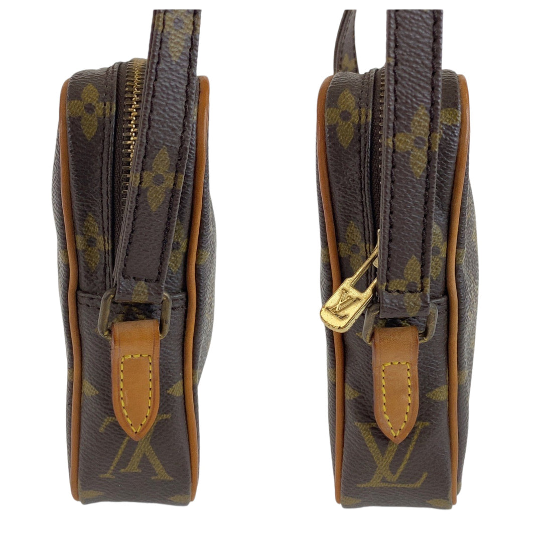 LOUIS VUITTON Shoulder Bag M45268 PVC Brown Gold Metal Shoulder Bag Crossbody Pochette Monogram Mini Danube Women Used Authentic