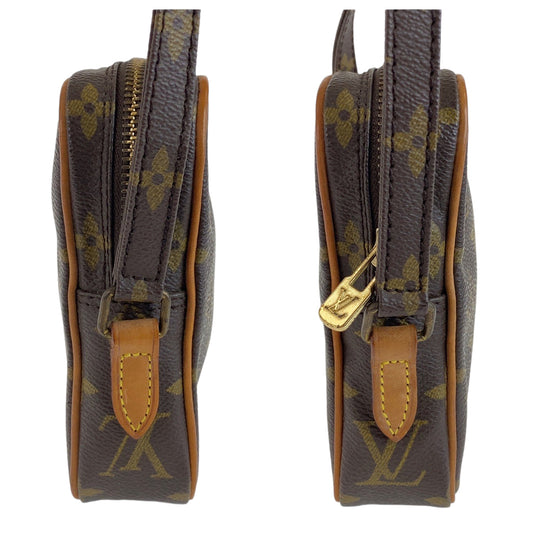 LOUIS VUITTON Shoulder Bag M45268 PVC Brown Gold Metal Shoulder Bag Crossbody Pochette Monogram Mini Danube Women Used Authentic