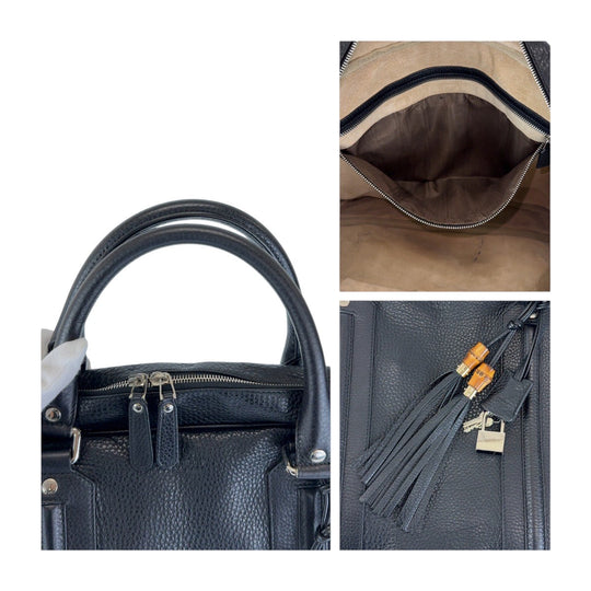 GUCCI Business bag 231850 leather Black SilverMetal Business Bag Briefcase Shoulder Bag 2WAY Bamboo Tassel mens Used Authentic