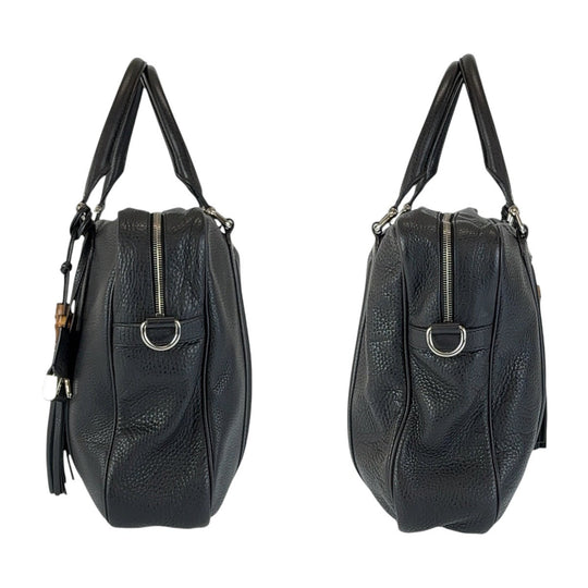 GUCCI Business bag 231850 leather Black SilverMetal Business Bag Briefcase Shoulder Bag 2WAY Bamboo Tassel mens Used Authentic