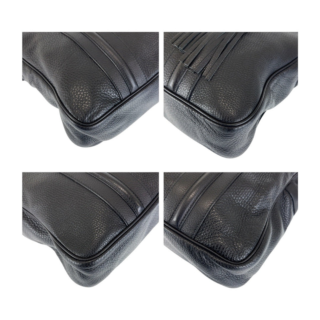GUCCI Business bag 231850 leather Black SilverMetal Business Bag Briefcase Shoulder Bag 2WAY Bamboo Tassel mens Used Authentic