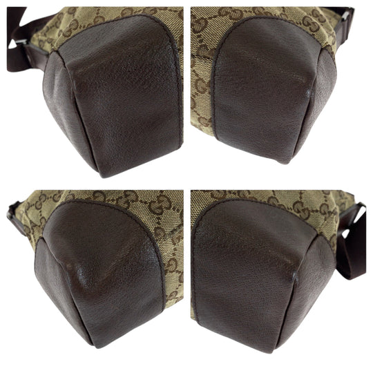 GUCCI Shoulder Bag 114273 GG canvas Brown Beige SilverMetal Shoulder Bag Messenger bag Women Used Authentic
