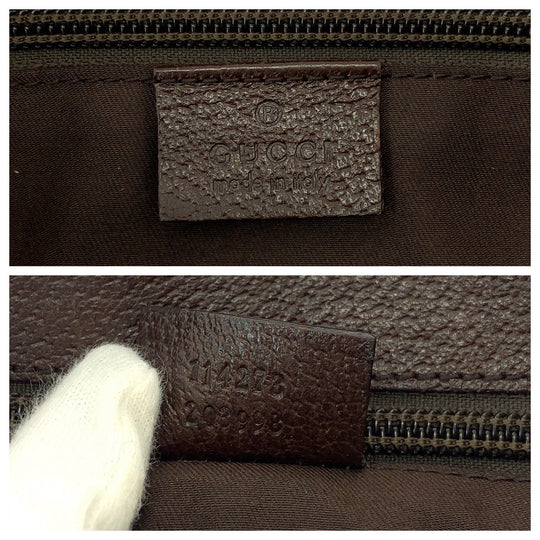 GUCCI Shoulder Bag 114273 GG canvas Brown Beige SilverMetal Shoulder Bag Messenger bag Women Used Authentic