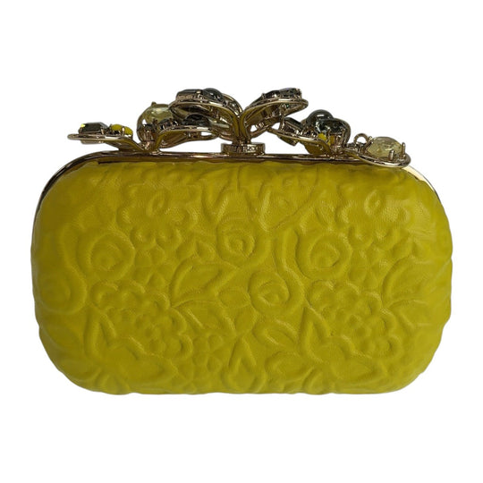 NINA RICCI Shoulder Bag leather Yellow Gold Metal Crossbody Shoulder Bag Clutch Bag Vanity Bag Women Used Authentic