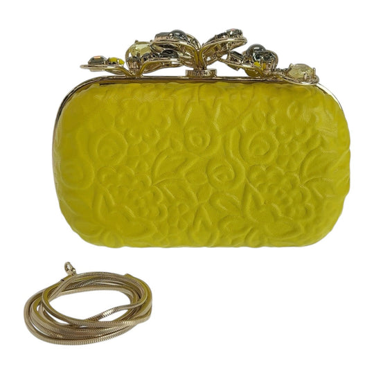 NINA RICCI Shoulder Bag leather Yellow Gold Metal Crossbody Shoulder Bag Clutch Bag Vanity Bag Women Used Authentic