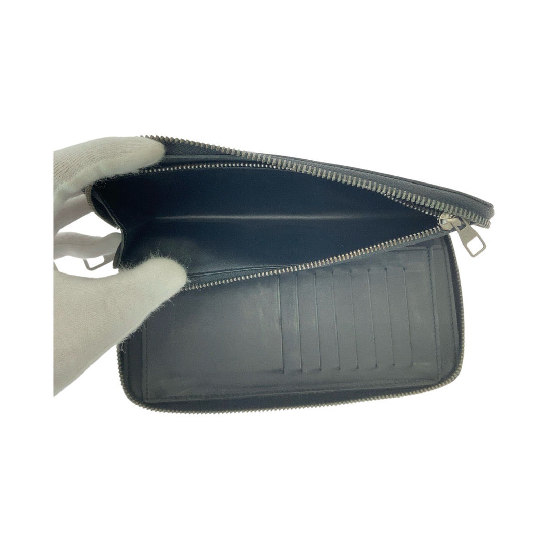 LOUIS VUITTON Long Wallet Purse N63548 leather Noir Black SilverMetal Long Wallet Purse Damier Anfini Zippy Wallet Vertical mens Used Authentic