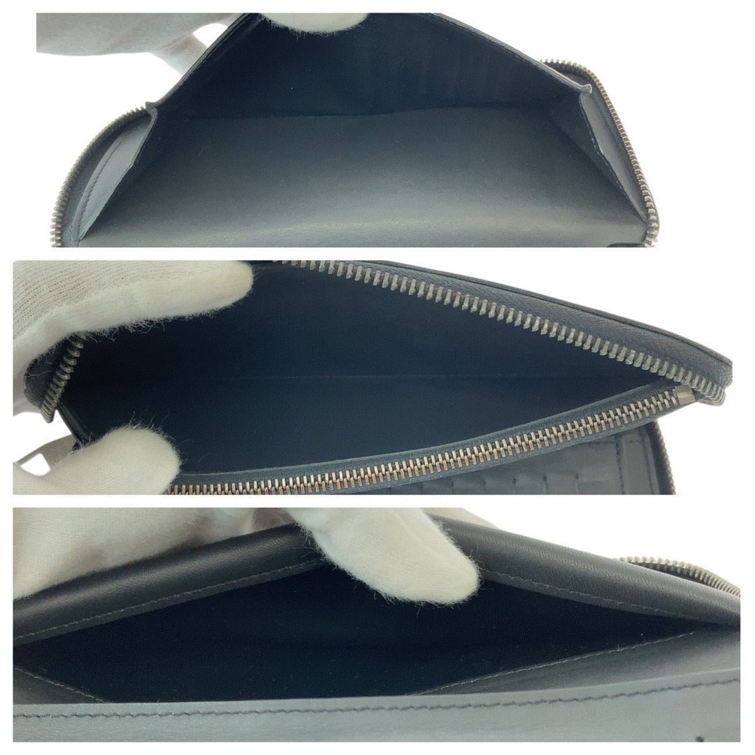 LOUIS VUITTON Long Wallet Purse N63548 leather Noir Black SilverMetal Long Wallet Purse Damier Anfini Zippy Wallet Vertical mens Used Authentic