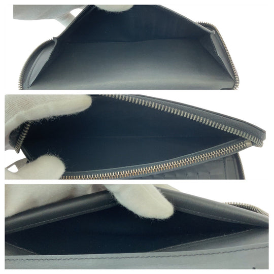 LOUIS VUITTON Long Wallet Purse N63548 leather Noir Black SilverMetal Long Wallet Purse Damier Anfini Zippy Wallet Vertical mens Used Authentic