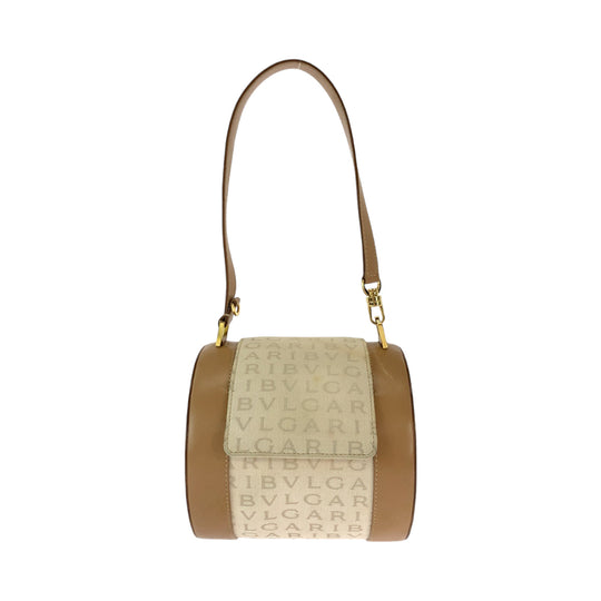 BVLGARI Shoulder Bag canvas Beige Brown Gold Metal Shoulder Bag Vanitek Bag Accessory Pouch Logo mania B-Zero 1 Women Used Authentic