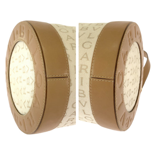 BVLGARI Shoulder Bag canvas Beige Brown Gold Metal Shoulder Bag Vanitek Bag Accessory Pouch Logo mania B-Zero 1 Women Used Authentic