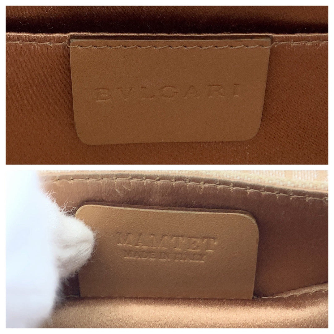 BVLGARI Shoulder Bag canvas Beige Brown Gold Metal Shoulder Bag Vanitek Bag Accessory Pouch Logo mania B-Zero 1 Women Used Authentic