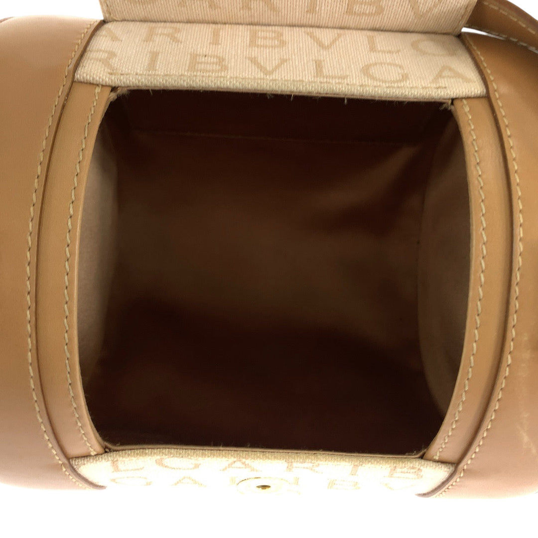 BVLGARI Shoulder Bag canvas Beige Brown Gold Metal Shoulder Bag Vanitek Bag Accessory Pouch Logo mania B-Zero 1 Women Used Authentic