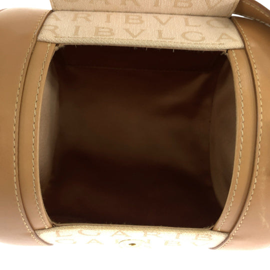 BVLGARI Shoulder Bag canvas Beige Brown Gold Metal Shoulder Bag Vanitek Bag Accessory Pouch Logo mania B-Zero 1 Women Used Authentic