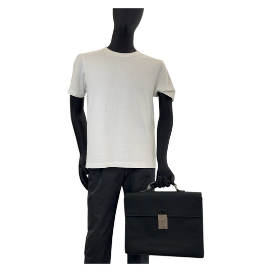 GUCCI Business bag 015 3714 leather Black SilverMetal Business Bags Briefcases mens Used Authentic